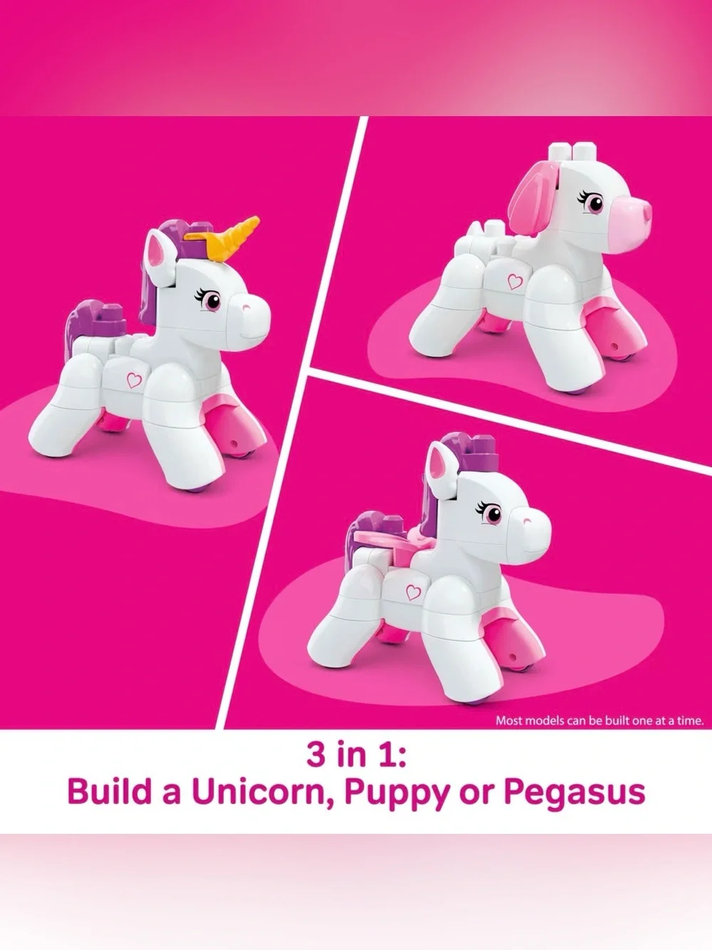 Mega Bloks Build & Enchant Unicorn Toy - White and Pink